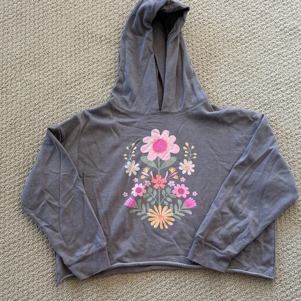 Natural Life Gray Hoodie with Floral Design
